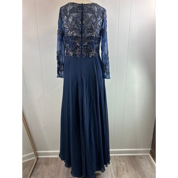 Xscape Navy Long Sleeve Dress - Picture 5 of 10